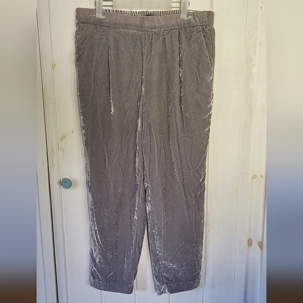 Ann Taylor Silver Grey Crushed Velvet Velour Pull On Pants